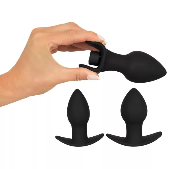 Black Velvets - anaal vibrator set - oplaadbaar - 3-delig - zwart