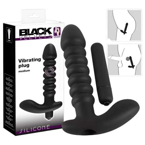 Black Velvets - vibrator met ribbels - medium - zwart