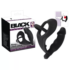   Black Velvets - anaal vibrator met penis- en balringen - zwart