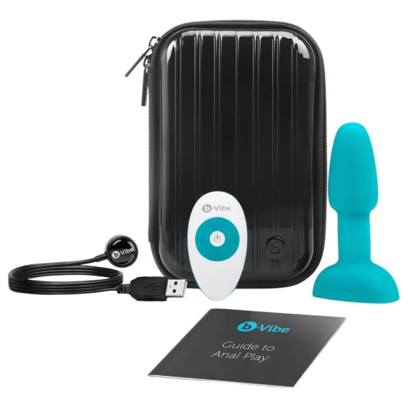 b-Vibe Rimming - anaal vibrator met roterende kralen - turquoise