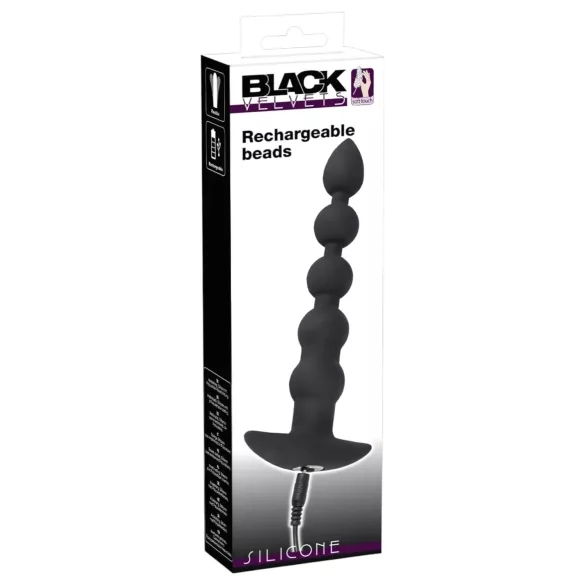 Black Velvets - oplaadbare anaal vibrator met 5 kralen - zwart