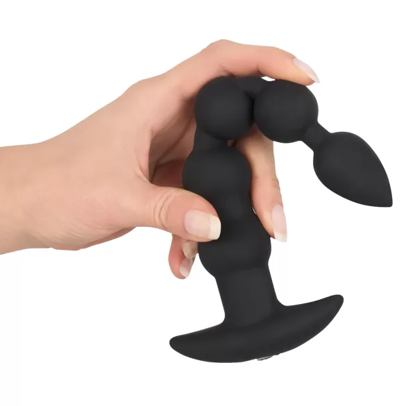 Black Velvets - oplaadbare anaal vibrator met 5 kralen - zwart
