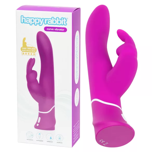 Happyrabbit Curve - rabbit vibrator - waterdicht - siliconen - paars