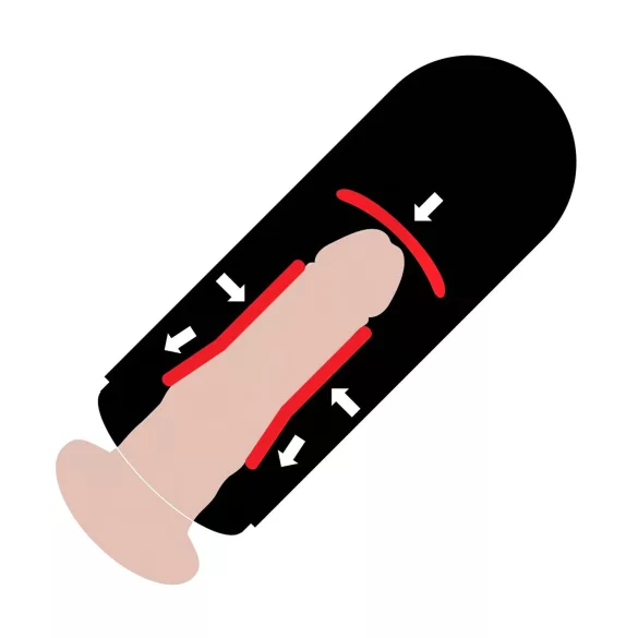 PDX Elite Mega Milker - vibrerende, penis-melkende kunstvagina (zwart)