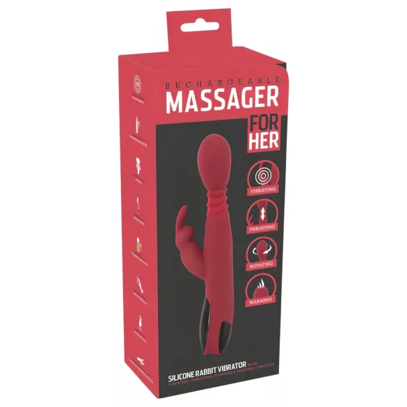 You2Toys Massager - stotende-roterende, verwarmende G-punt vibrator (rood)