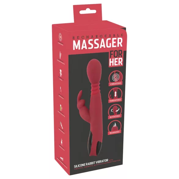You2Toys Massager - stotende-roterende, verwarmende G-punt vibrator (rood)