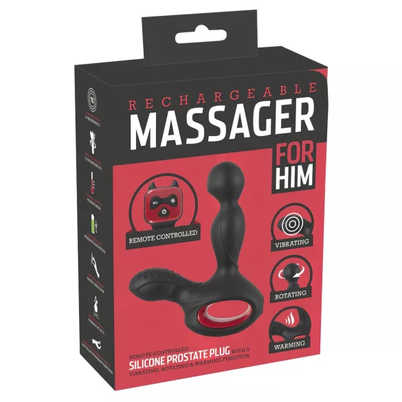 You2Toys - prostaat vibrator - roterend en verwarmend - zwart