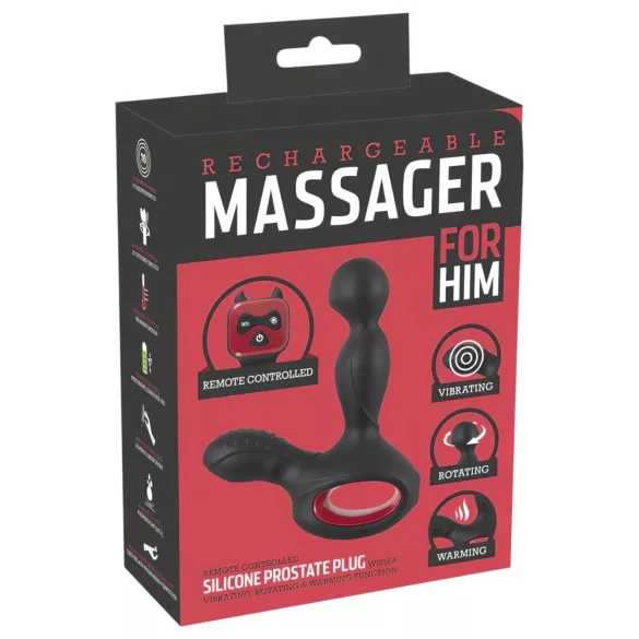 You2Toys - prostaat vibrator - roterend en verwarmend - zwart