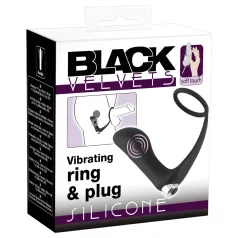 Black Velvets - anaal vibrator met penisring - zwart