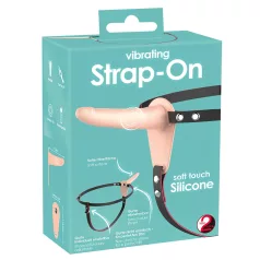   You2Toys - Strap-on dildo vibrator - oplaadbaar - huidkleurig