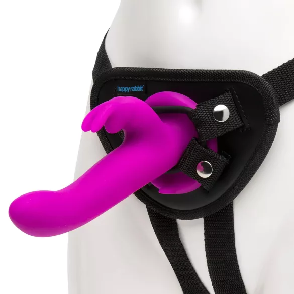 Happyrabbit - strap-on vibrator met konijnenoor - paars