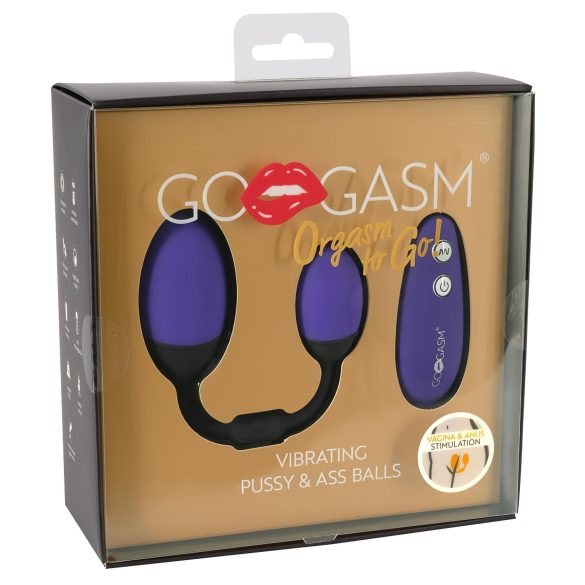 GoGasm - Vibrerend duo-ei voor vagina en anus - silicone - paars/zwart