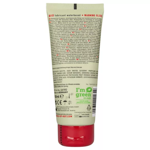 HOT BIO - glijmiddel met verwarmend effect - vegan - 100 ml