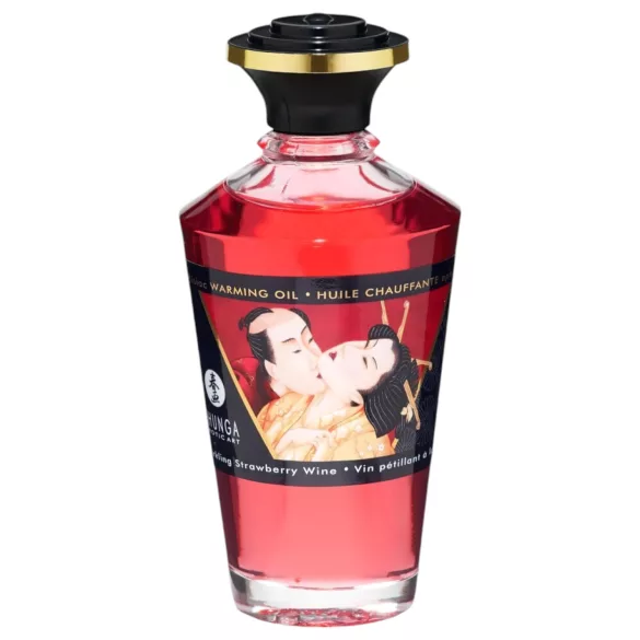Shunga - verwarmende massageolie - champagne aardbei - 100ml