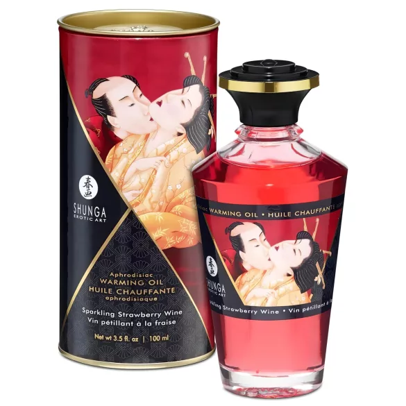 Shunga - verwarmende massageolie - champagne aardbei - 100ml