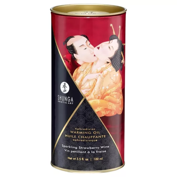Shunga - verwarmende massageolie - champagne aardbei - 100ml