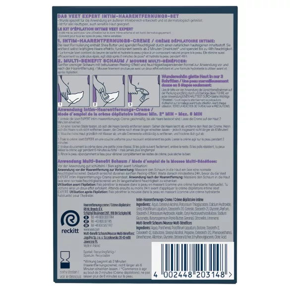 Veet - intieme ontharingscrème en hydraterende mousse voor vrouwen (2×50 ml)