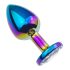 Sunfo - metalen anal plug met witte steen (regenboog)