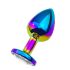 Sunfo - metalen anal plug met witte steen (regenboog)