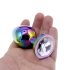 Sunfo - metalen anal plug met witte steen (regenboog)