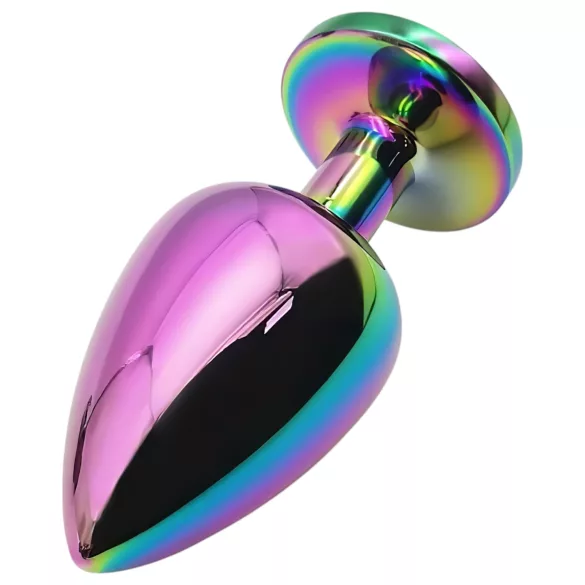 Sunfo - metalen buttplug - witte steen - regenboog