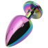 Sunfo - metalen anal plug met witte steen (regenboog)