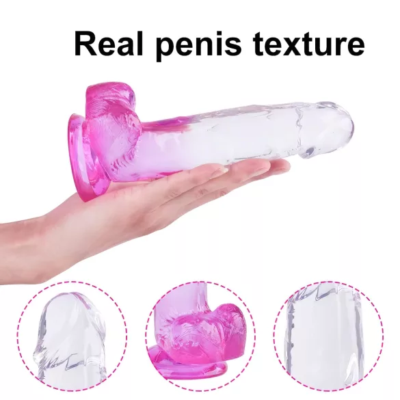 Sunfo - dildo met zuignap en balls - 22cm - transparant paars