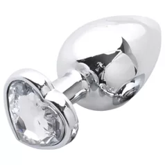   Sunfo - metalen anale plug met hartvormige steen (zilver-wit)