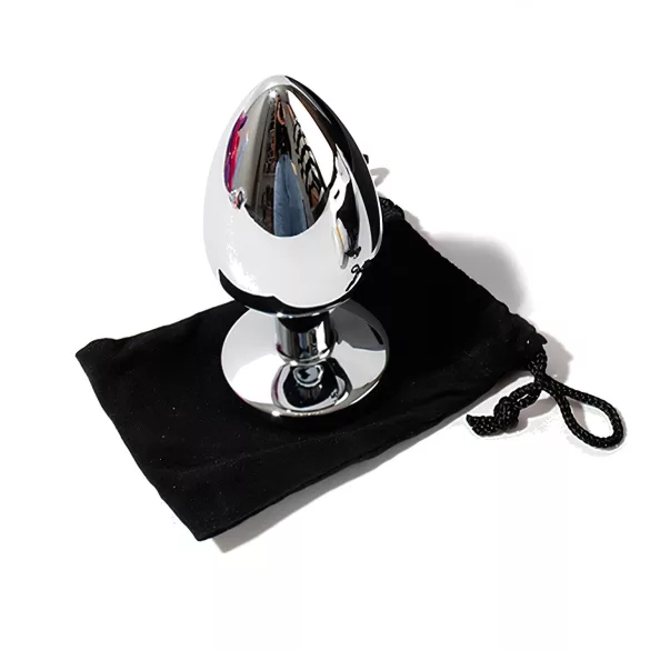 Sunfo - metalen buttplug met hartvormige steen - zilver roze