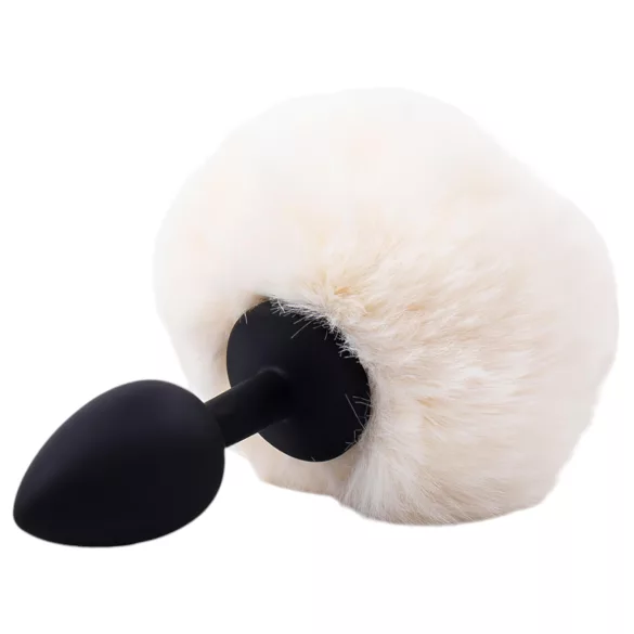Sunfo - buttplug met konijnenstaart - zwart/wit