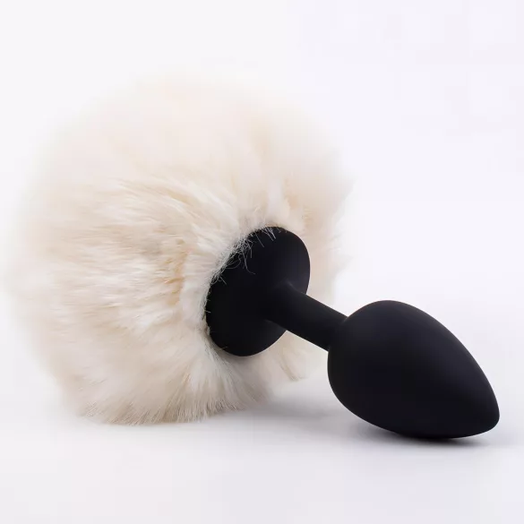 Sunfo - buttplug met konijnenstaart - zwart/wit