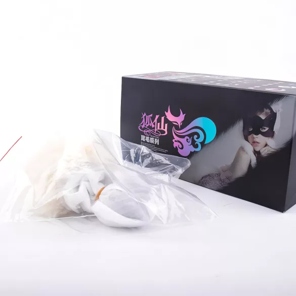 Sunfo - buttplug met konijnenstaart - zwart/wit