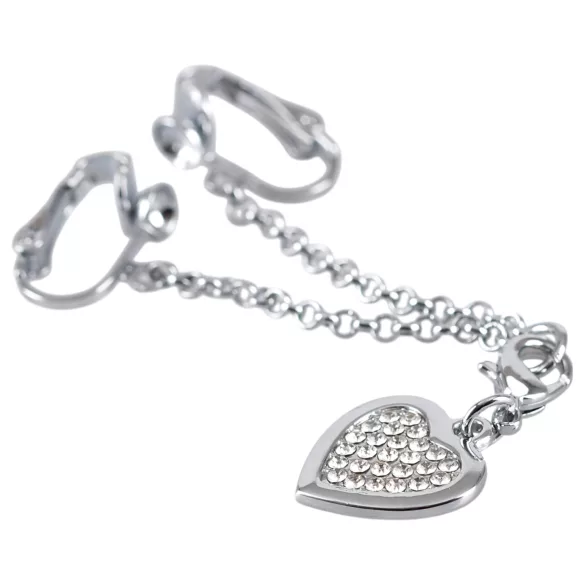 Intim juweel - hartvormig - met strass steentjes - zilver