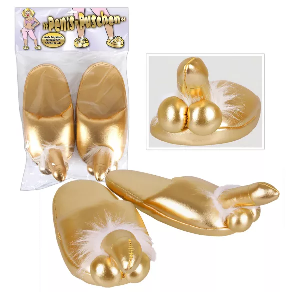 Penis pantoffels - grappig cadeau - goud