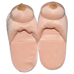 Pluche pantoffels - borstvormig - beige