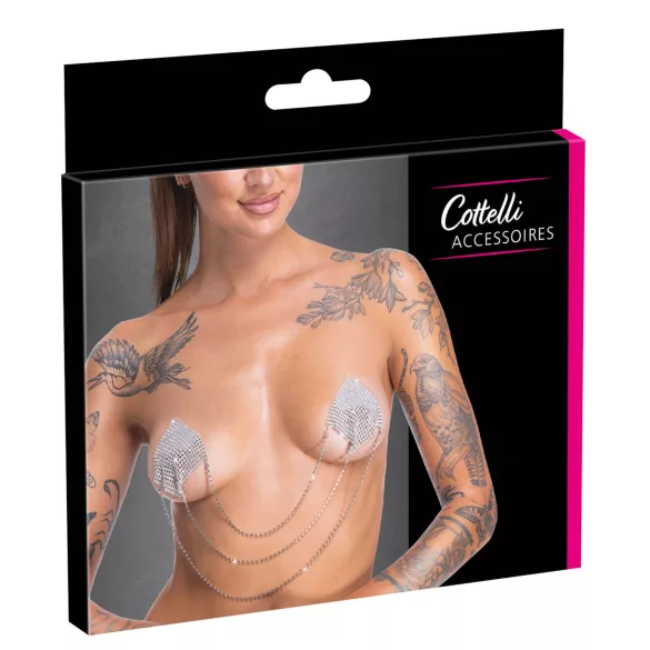 Cottelli - tepelstickers met ketting - zilver