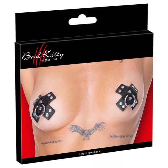 Bad Kitty - tepelstickers met piercinglook - zwart