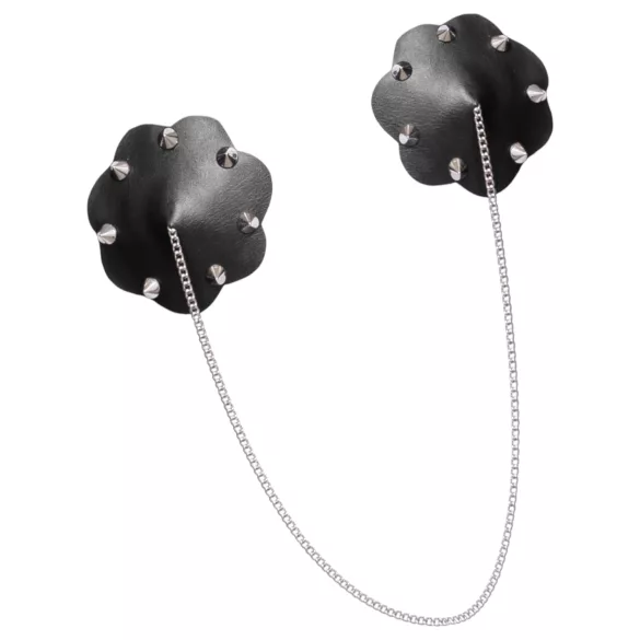 Bad Kitty - nippelstickers met studs en ketting (zwart)