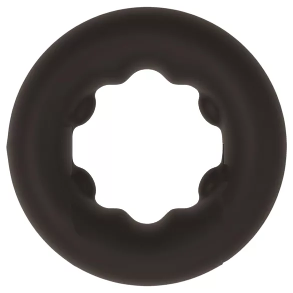 Pulselock Cocktura - gestippelde siliconen penisring (zwart) - 27 mm