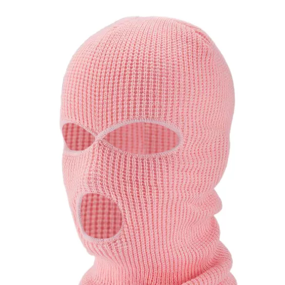 Balaclava - gebreide orale maskermuts - 3 openingen - roze