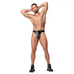   ZADO - leren kuisheidsgordel-tanga met 2 slotjes - zwart (S-2XL)