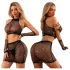 JSY 011 - glinsterende net lingerie set (zwart)