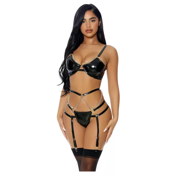 JSY 050 - erotische lingerie set (zwart) - L/XL