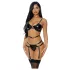 JSY 050 - erotische lingerie set (zwart) - L/XL