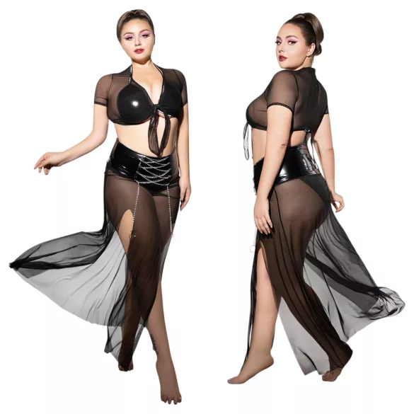 JSY 065 - zwarte babydoll set (XL-2XL)