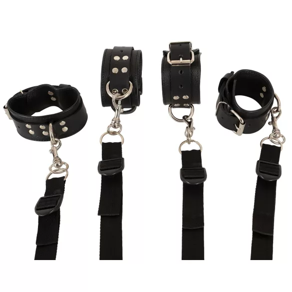 ZADO - bondage set voor aan bed - leer - zwart