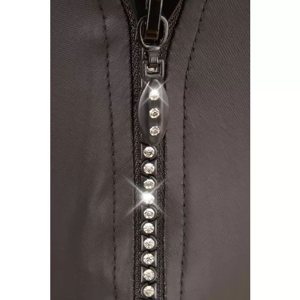 Svenjoyment - heren string - glanzend met strass en rits - zwart