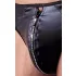 Svenjoyment - heren string - glanzend met strass en rits - zwart - XL