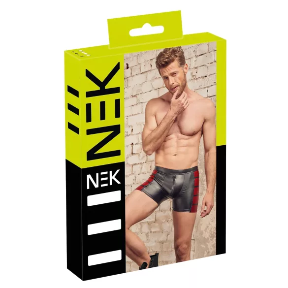 NEK - herenboxer met rits - rood inzetstuk - zwart - XL