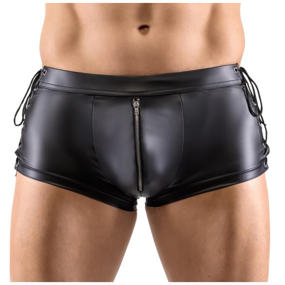 Svenjoyment - boxershort met zijkant vetersluiting - mat - zwart